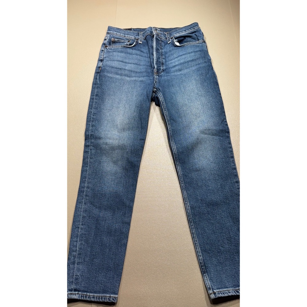 RE/DONE High Rise Straight‎ Leg Jeans Medium Wash Blue Size 29